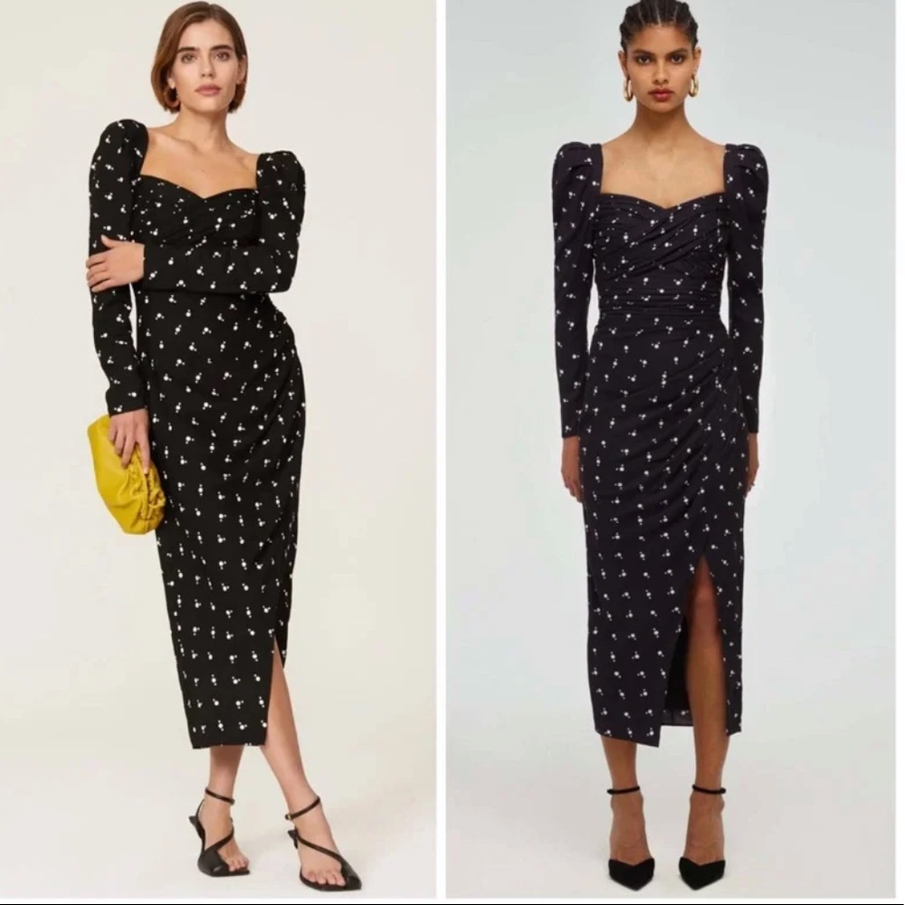 ❌SOLD❌ Self-Portrait Black polka Dot Midi Dress UK10 US6